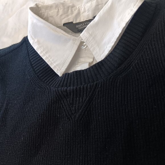 Layered Lace Back Sweater/Collared Blouse Size PM - Picture 3 of 13